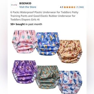 6 Pack- Waterproof Plastic Underwear/diaper covers for potty training toddlers